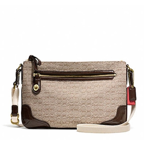 COACH Poppy Signature C Mini Oxford East/West Swingpack Canvas Crossbody - Picture 1 of 11